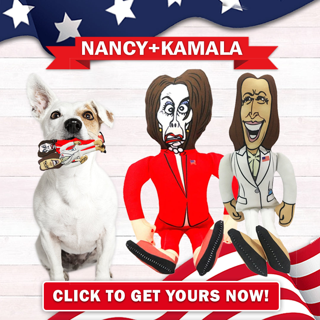 Kamala & Nancy Tough Plush Dog Chew Toys with Squeakers - Official Republican Dogs Bundle