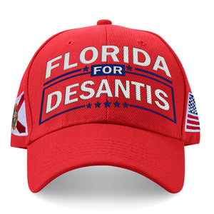 Florida For Desantis Limited Edition Red Embroidered Hat
