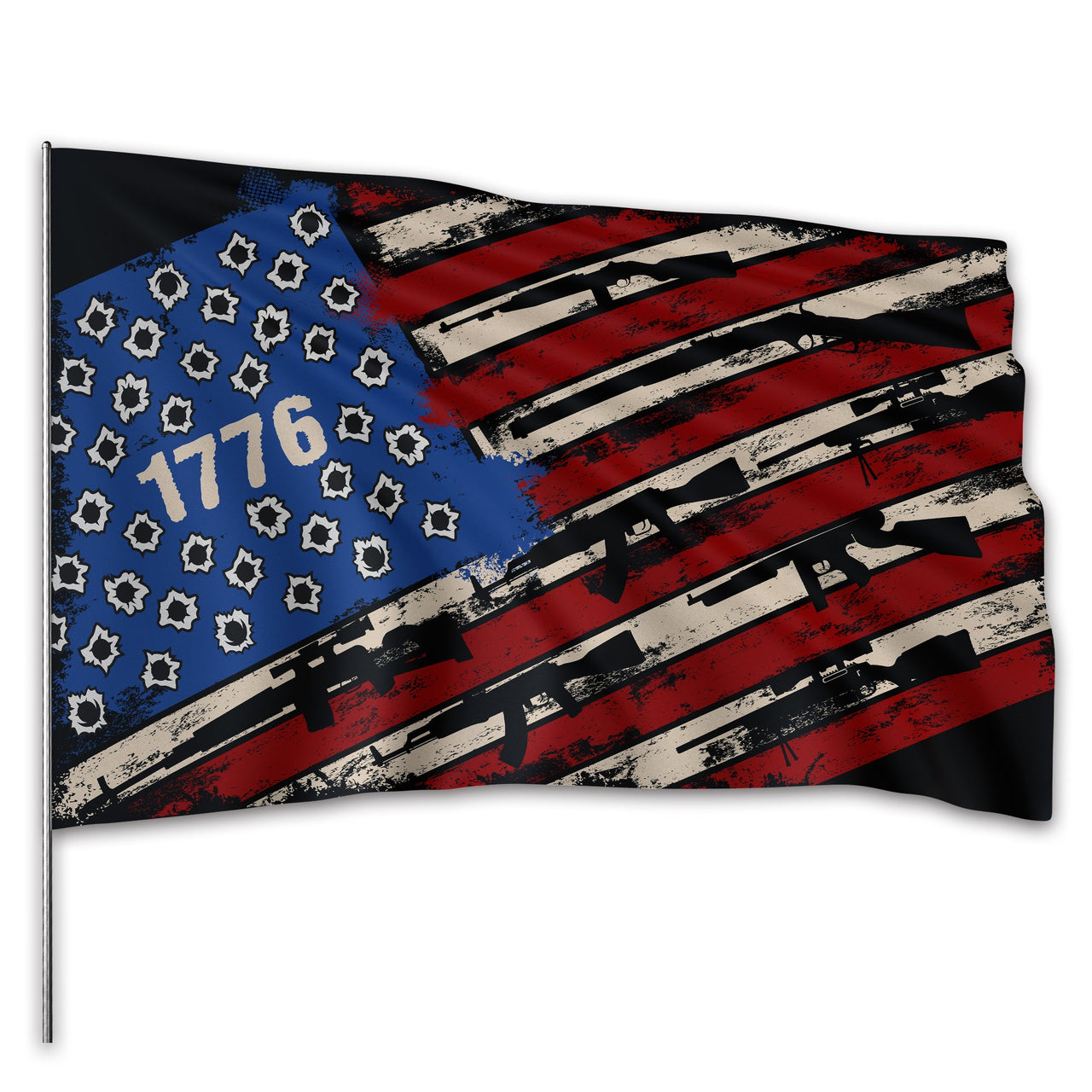 1776 Bullet Hole 3 x 5 Flag