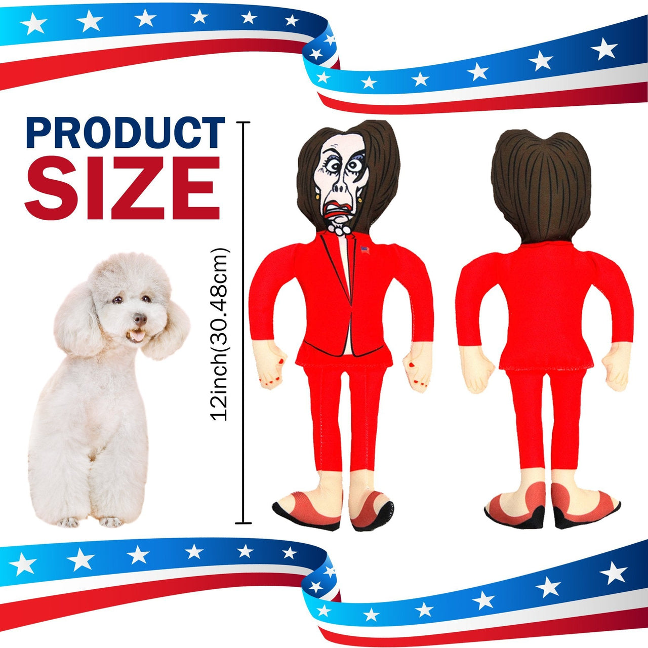 Sleepy Joe Biden & Nancy Tough Plush Dog Chew Toys with Squeakers - Official Republican Dogs Bundle
