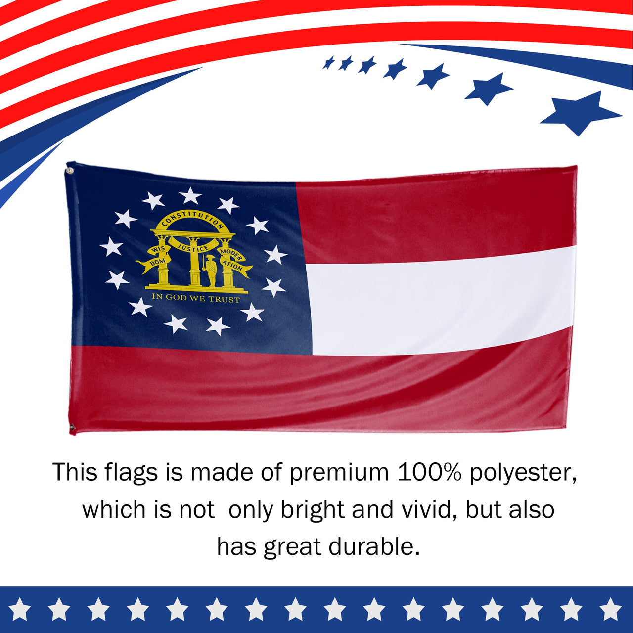 Georgia State Flag 3 x 5 Feet