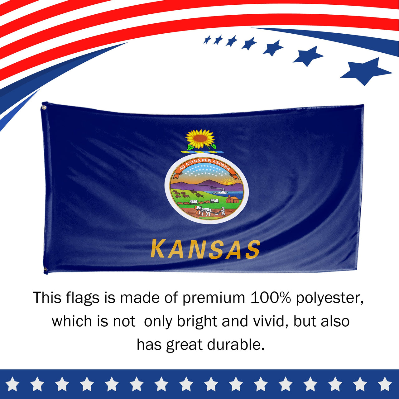 Kansas State Flag 3 x 5 Feet