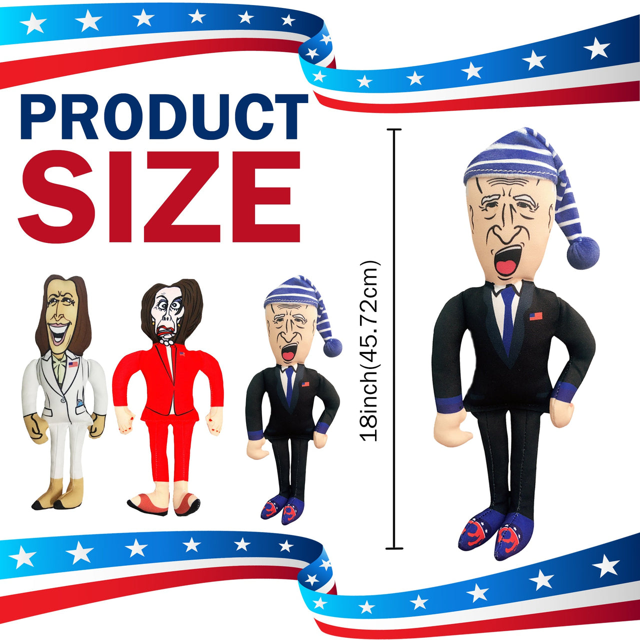 Extra Large Joe Biden Kamala Harris & Nancy Pelosi Starter Pack Tough Plush Dog Chew Toys with Squeakers - Official Republican Dogs