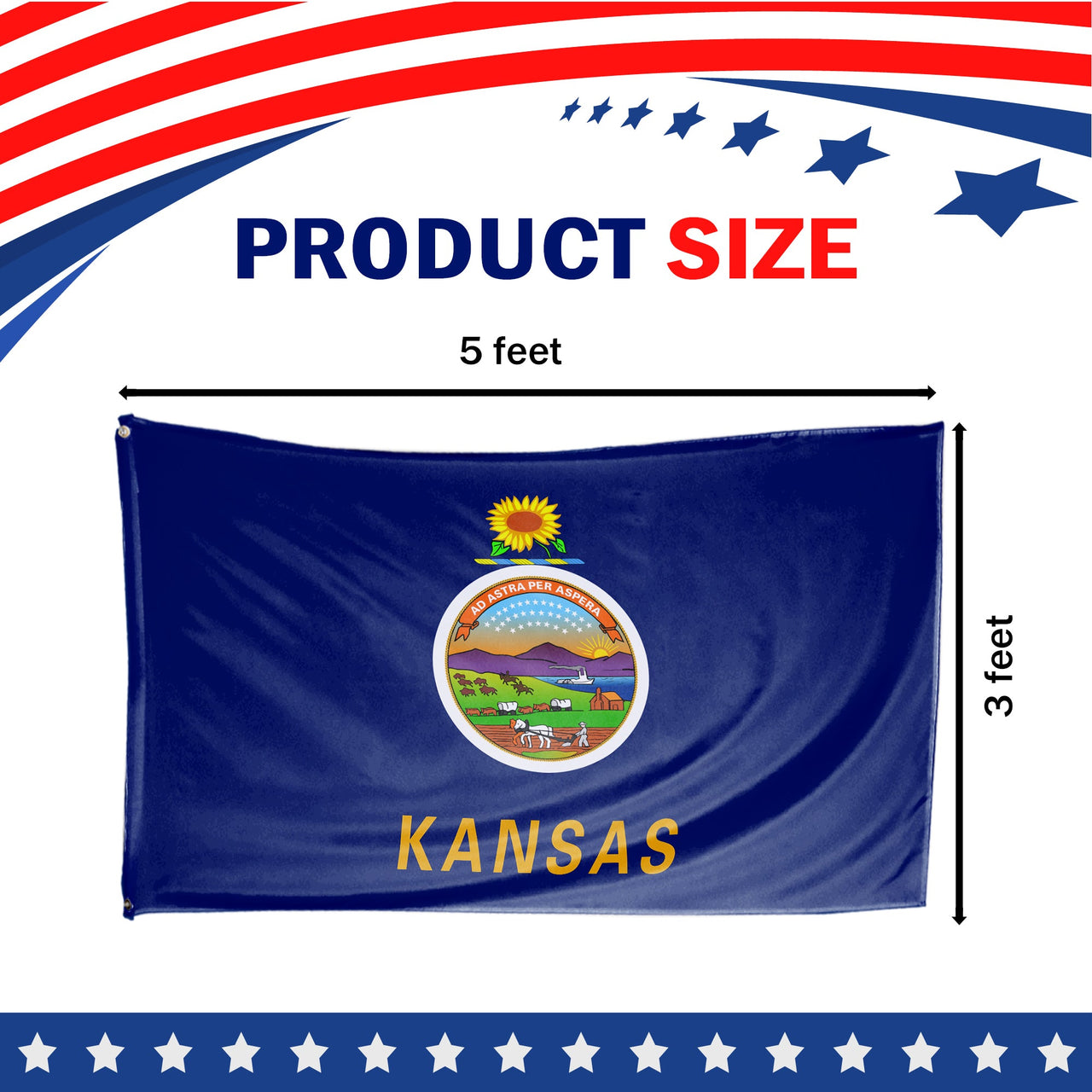 Kansas State Flag 3 x 5 Feet
