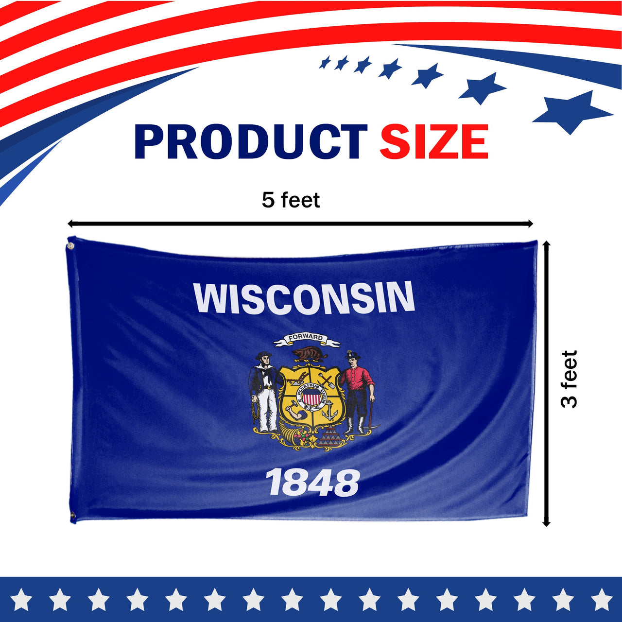 Wisconsin State Flag 3 x 5 Feet
