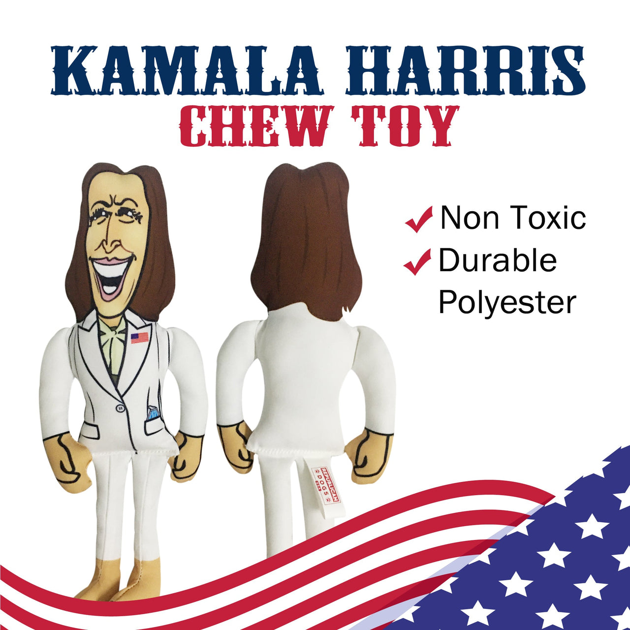 Kamala Harris Tough Plush Dog Chew Toy with Squeaker - Official Republican Dogs