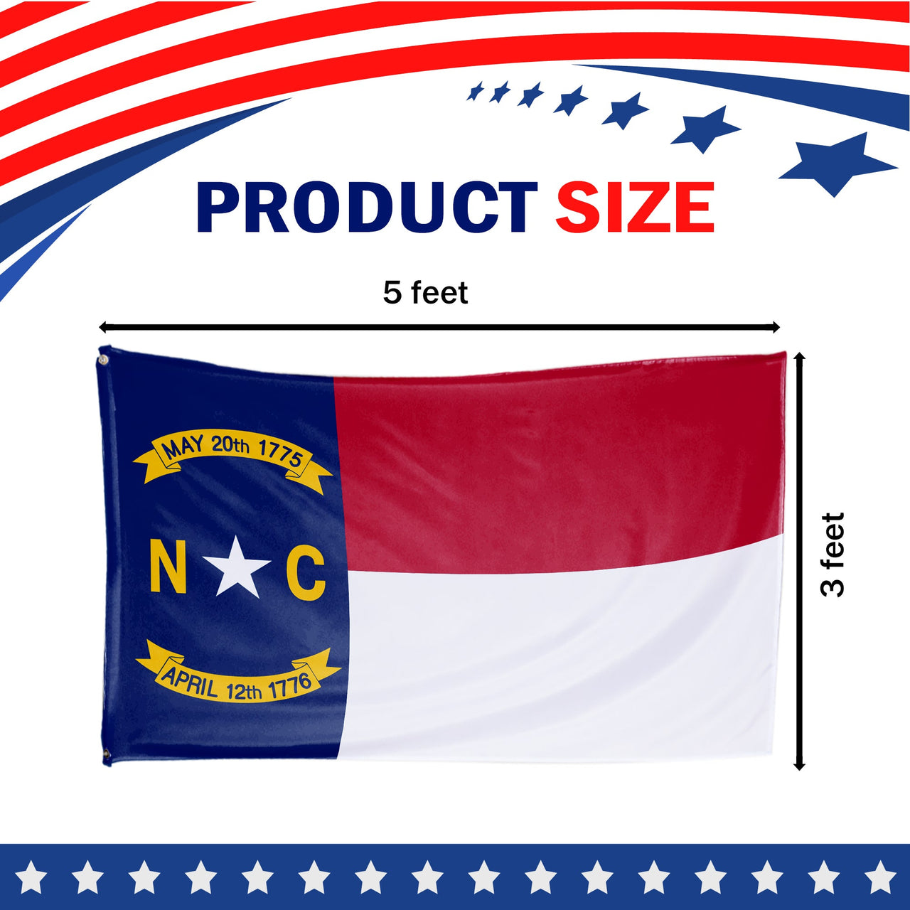 North Carolina State Flag 3 x 5 Feet