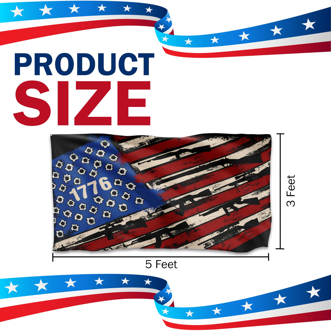 1776 Bullet Hole 3 x 5 Flag