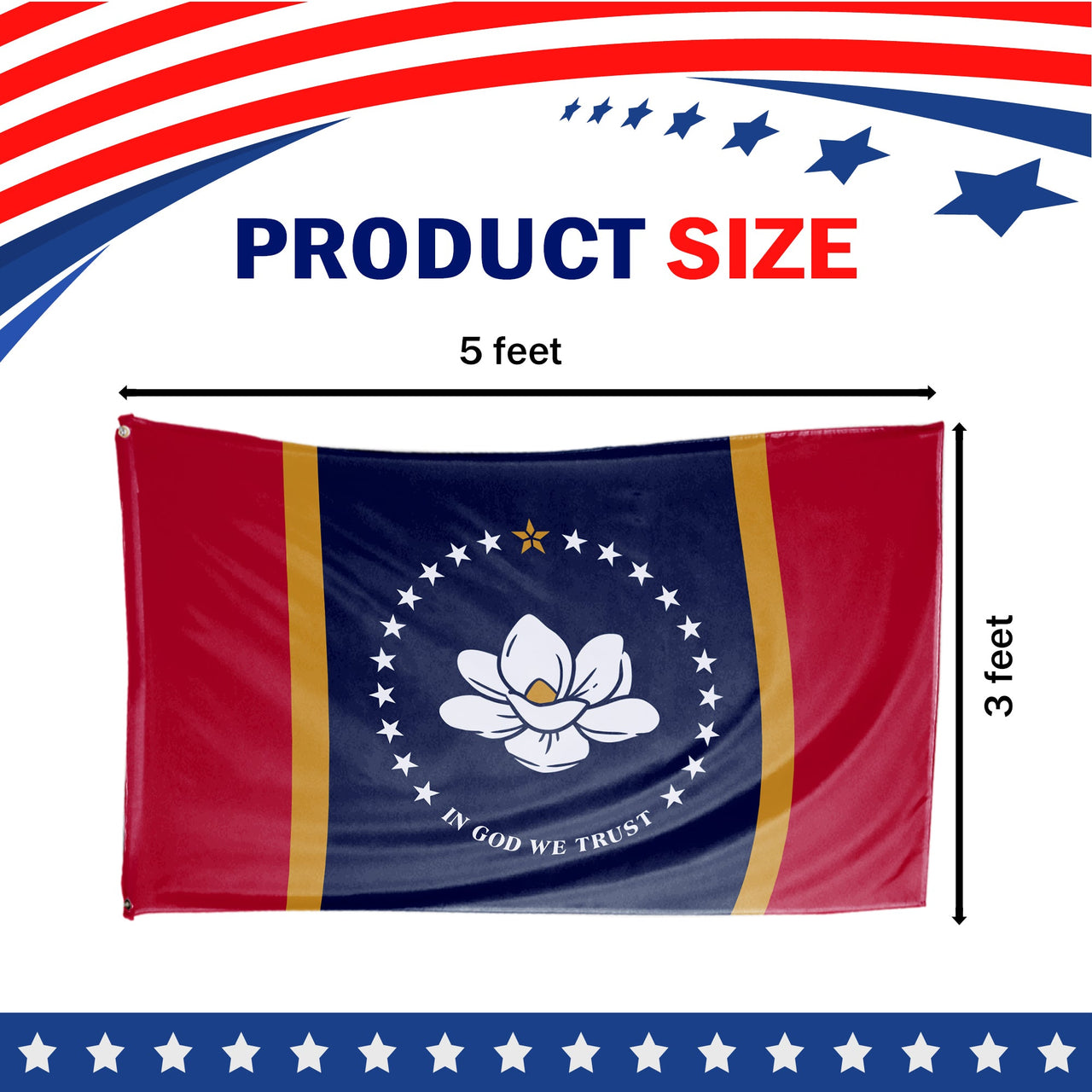 Mississippi State Flag 3 x 5 Feet