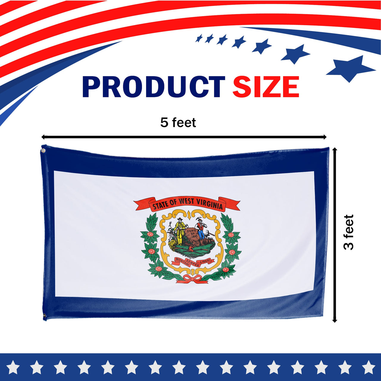 West Virginia State Flag 3 x 5 Feet