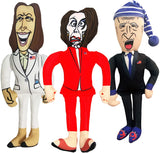 Extra Large Joe Biden Kamala Harris & Nancy Pelosi Starter Pack Tough Plush Dog Chew Toys with Squeakers - Official Republican Dogs