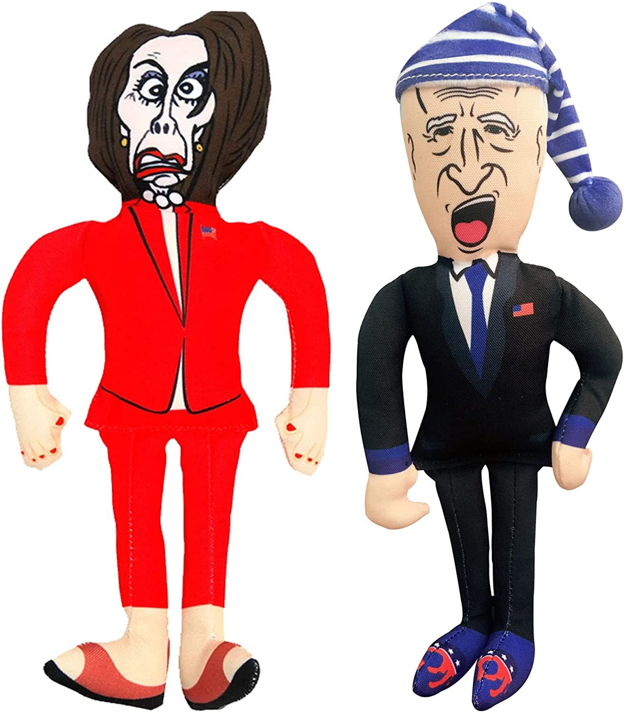 Sleepy Joe Biden & Nancy Tough Plush Dog Chew Toys with Squeakers - Official Republican Dogs Bundle