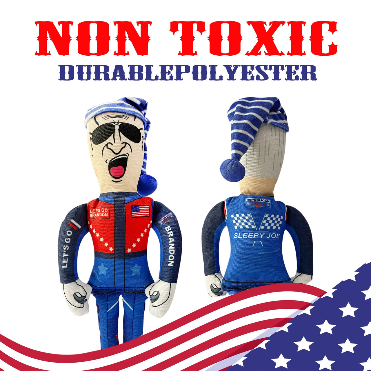 Let's Go Brandon Sleepy Joe Biden Tough Plush Dog Chew Toy with Squeaker - Official Republican Dogs