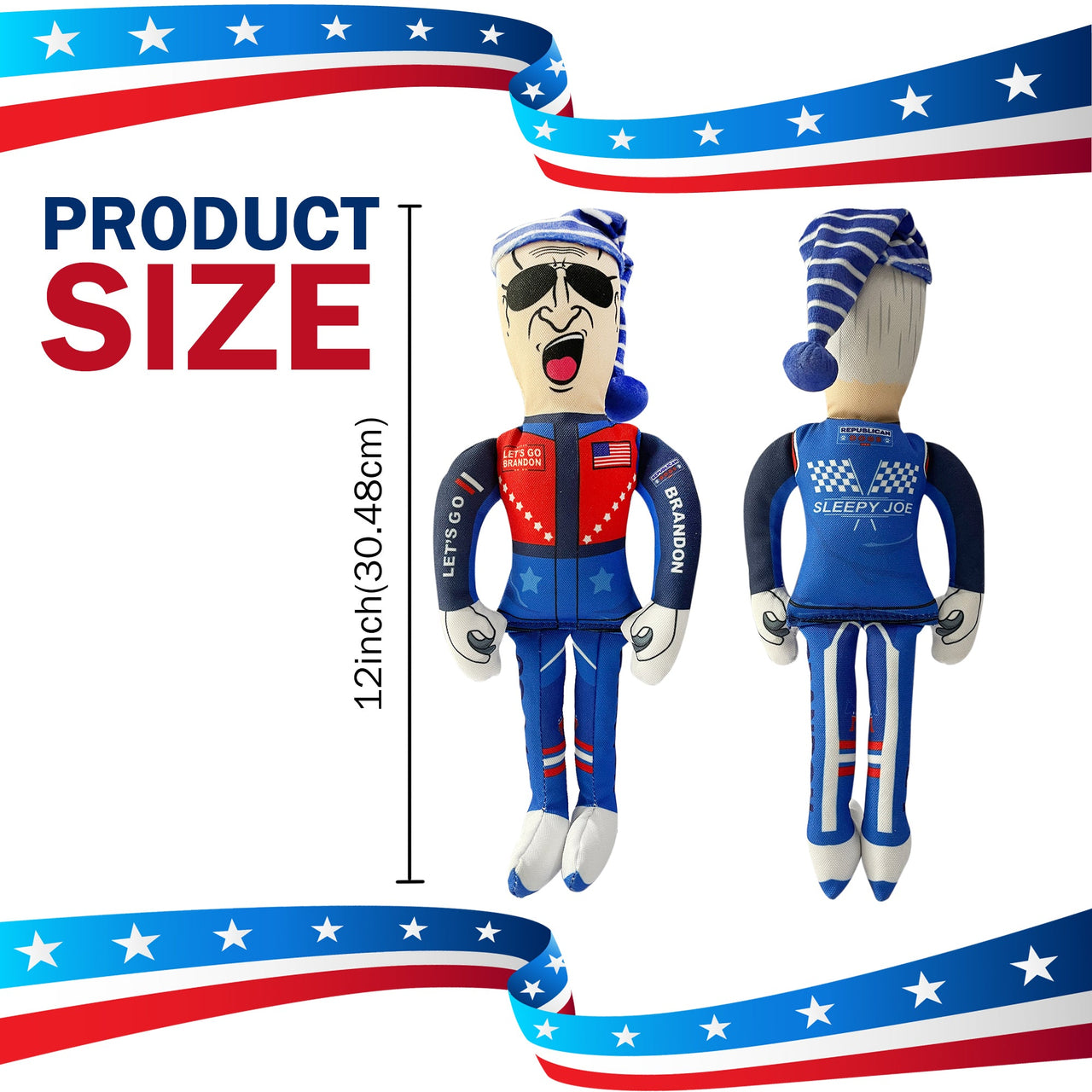 Let's Go Brandon Sleepy Joe Biden Tough Plush Dog Chew Toy with Squeaker - Official Republican Dogs