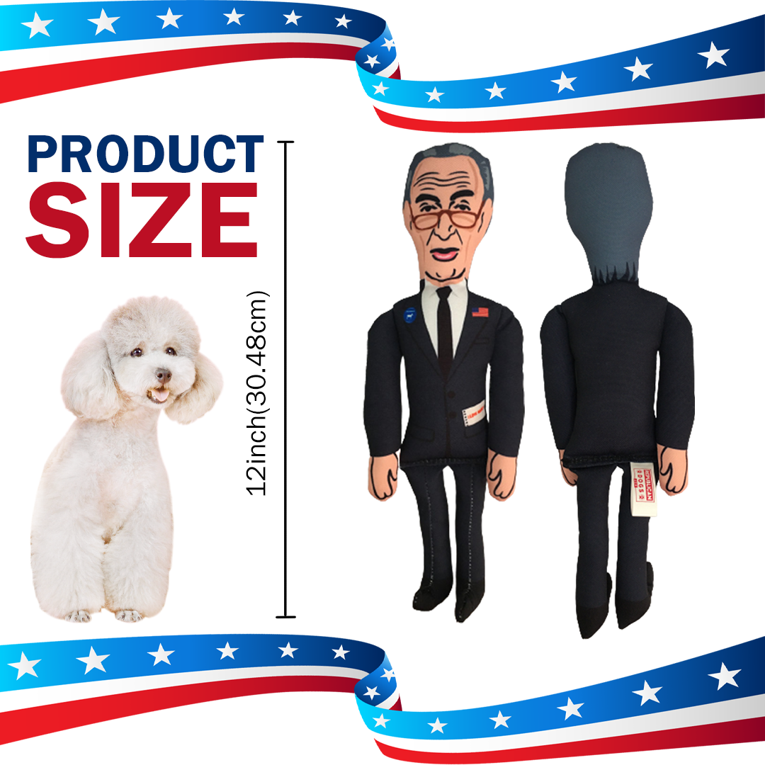 Chuck Schumer Tough Plush Dog Chew Toy with Squeaker - Official Republican Dogs