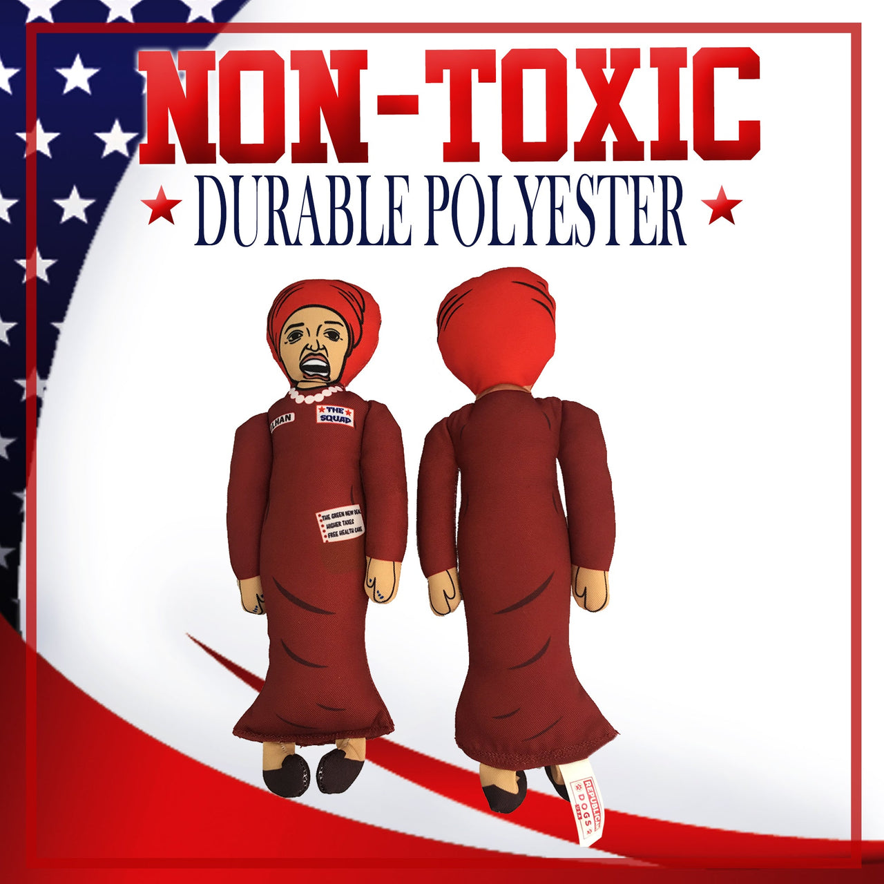 Ilhan Omar Squad Member Tough Plush Dog Chew Toy with Squeaker - Official Republican Dogs