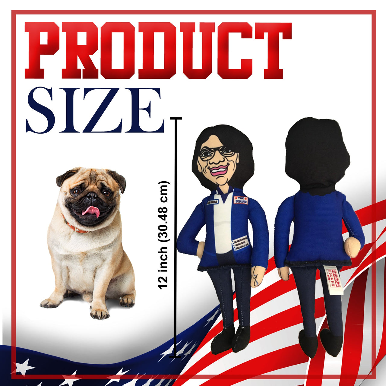Rashida Tlaib Squad Member Tough Plush Dog Chew Toy with Squeaker - Official Republican Dogs