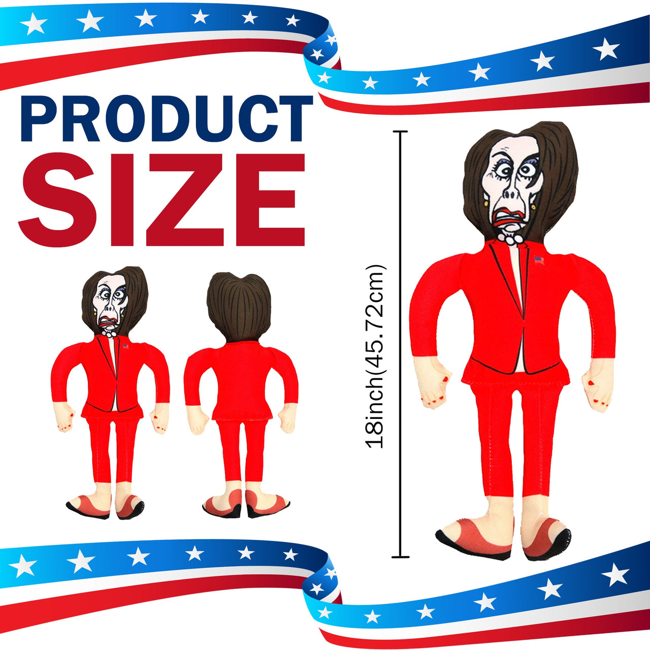 Extra Large Nancy Pelosi Tough Plush Dog Chew Toy with Squeaker - Official Republican Dogs