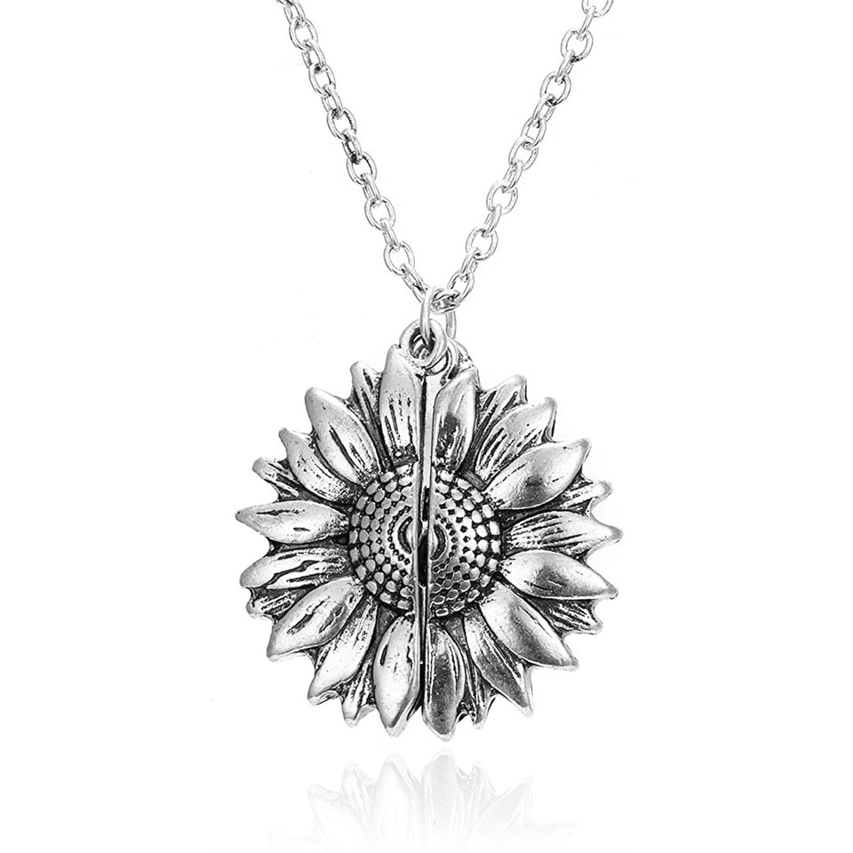 Engraved Let's Go Brandon Flower Locket Necklace Jewelry Gift