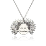 Engraved Let's Go Brandon Flower Locket Necklace Jewelry Gift