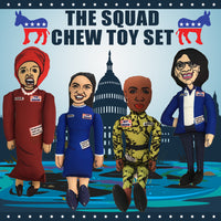 The Squad Includes AOC IIlhan Rashida & Ayanna Pressley Tough Plush Dog Chew Toys with Squeakers - Official Republican Dogs